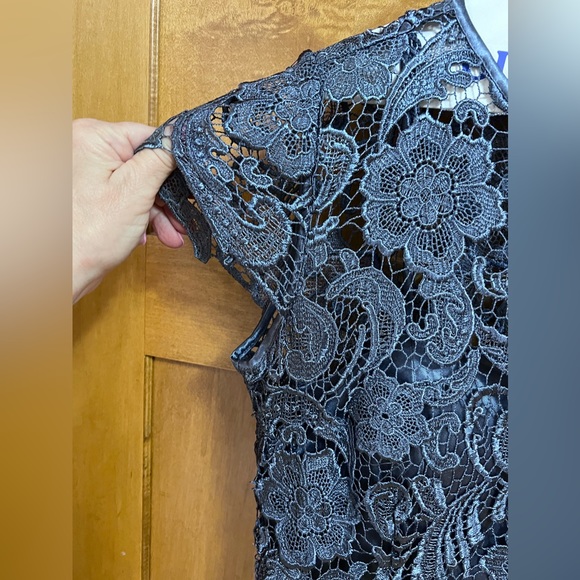 Patra dress, size 10, gray, lace, cap sleeve - Picture 6 of 7